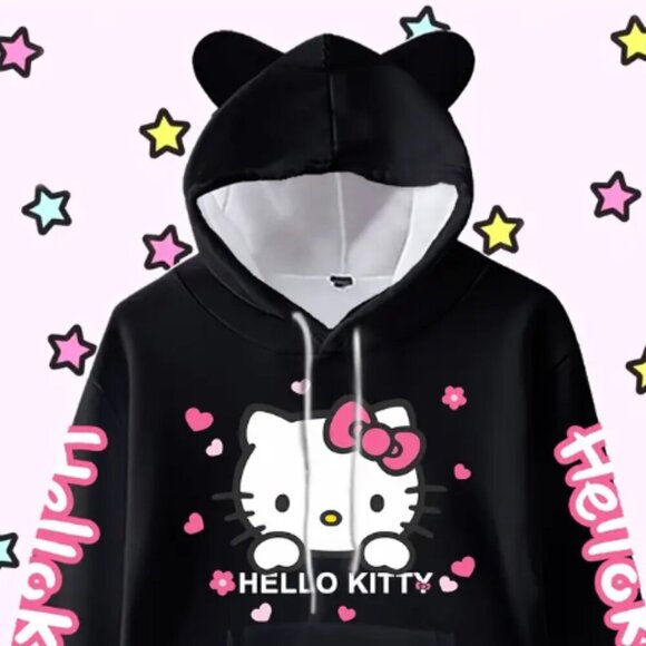 Hello Kitty Tops - Hello Kitty Hoodie with Ears Kangaroo Pocket NWT